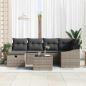 Preview: 7-teiliges Garten-Sofa-Set mit Kissen Grau Poly-Rattan
