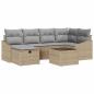 Preview: 7-teiliges Gartensofa-Set mit Kissen in Beige aus Poly-Rattan