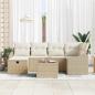 Preview: 7-teiliges Garten Sofa Set mit Kissen in Beige aus Poly Rattan