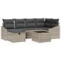 Preview: 7-teiliges Garten Sofa Set mit Kissen Hellgrau Poly Rattan