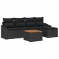 Preview: Gartensofa-set 6 stk. Schwarz Poly Rattan