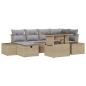 Preview: 7-teiliges Garten-Sofa-Set mit Kissen Beige Poly-Rattan