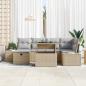 Preview: 7-teiliges Garten-Sofa-Set mit Kissen Beige Poly-Rattan