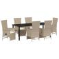 Preview: ARDEBO.de - 7-teiliges Garten-Esszimmer-Set mit Kissen Beige Poly Rattan