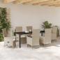 Preview: Garten Essgruppe mit Kissen 7 pcs Beige Poly-Rattan