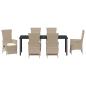 Preview: Garten Essgruppe mit Kissen 7 pcs Beige Poly-Rattan