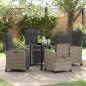 Preview: ARDEBO.de - 5-teiliges Garten-Ess-Set Grau Poly-Rattan