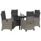 Preview: 5-teiliges Garten-Ess-Set Grau Poly-Rattan