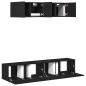Preview: 6-teiliges TV-Schrank-Set Wandmontiert Schwarz Eiche Holzwerkstoff, Schwarzer Eichen-TV-Ständer 80x30x30 cm aus Holzwerkstoff, Wandmontierte TV-Schränke 2 Stück Schwarz Eiche 30.5x30x30 cm