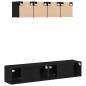 Preview: 6-teiliges TV-Schrank-Set Wandmontiert Schwarz Eiche Holzwerkstoff, Schwarzer Eichen-TV-Ständer 80x30x30 cm aus Holzwerkstoff, Wandmontierte TV-Schränke 2 Stück Schwarz Eiche 30.5x30x30 cm