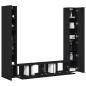 Preview: 6-teiliges TV Schrank Set Wandmontiert Schwarze Eiche Holzwerkstoff, Schwarzer Eiche TV Stand 80x30x30 cm Aus Holzwerkstoff, Wandmontierte TV Schränke - 2 Stück Schwarze Eiche, 30.5x30x90 cm, Aus Holzwerkstoff