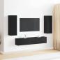 Preview: ARDEBO.de - 4-teiliges TV-Schrank-Set wandmontiert Schwarze Eiche Holzwerkstoff, Schwarze Eiche TV-Ständer 80x30x30 cm aus Holzwerkstoff, Wandmontierte TV-Schränke - 2 Stück Schwarze Eiche, 30,5x30x90 cm, aus Holzwerkstoff