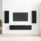 Preview: 4-teiliges TV-Schrank-Set wandmontiert Schwarze Eiche Holzwerkstoff, Schwarze Eiche TV-Ständer 80x30x30 cm aus Holzwerkstoff, Wandmontierte TV-Schränke - 2 Stück Schwarze Eiche, 30,5x30x90 cm, aus Holzwerkstoff