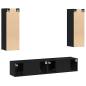 Preview: 4-teiliges TV-Schrank-Set wandmontiert Schwarze Eiche Holzwerkstoff, Schwarze Eiche TV-Ständer 80x30x30 cm aus Holzwerkstoff, Wandmontierte TV-Schränke - 2 Stück Schwarze Eiche, 30,5x30x90 cm, aus Holzwerkstoff