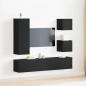Preview: ARDEBO.de - 6-teiliges TV-Kabinett-Set Schwarz Eiche Holzwerkstoff, Wandmontierte TV-Schränke 2 Stück Schwarz Eiche 30.5x30x30 cm, Wandmontierter TV-Schrank in Schwarz Eiche - 30.5x30x90 cm, aus Holzwerkstoff, Schwarz Eiche TV-Ständer 80x30x30 cm aus Holz