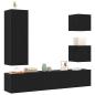 Preview: 6-teiliges TV-Kabinett-Set Schwarz Eiche Holzwerkstoff, Wandmontierte TV-Schränke 2 Stück Schwarz Eiche 30.5x30x30 cm, Wandmontierter TV-Schrank in Schwarz Eiche - 30.5x30x90 cm, aus Holzwerkstoff, Schwarz Eiche TV-Ständer 80x30x30 cm aus Holzwerkstoff