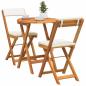 Preview: 3-teiliges Faltbistro-Set mit Kissen aus massivem Akazienholz