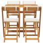 Preview: 5-teiliges Faltbares Bistro Set mit Kissen aus Massivholz Akazie