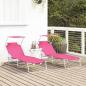 Preview: Klappbare Sonnenliegen 2 Stk mit Sonnendach Rosa 600D Oxford-Stoff