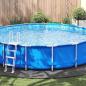 Preview: ARDEBO.de - Runde Poolabdeckung Hellgrau Polyethylen Ø 610 cm