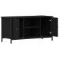 Preview: TV Schrank Schwarz Eiche 100x40x50 cm Holzwerkstoff und Stahl
