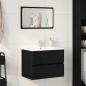 Preview: ARDEBO.de - Waschbeckenunterschrank Schwarz Eiche 60x38,5x45 cm Holzwerkstoff