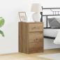 Preview: ARDEBO.de - Nachttisch mit LED-Lichtern Artisan Eiche Spanplatte