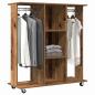 Preview: Kleiderschrank mit Rädern Altholz 102x38x110 cm Ingenieurholz