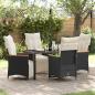 Preview: ARDEBO.de - 5-teiliges Garten-Dining-Set mit Kissen Schwarzes Poly Rattan