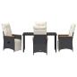 Preview: 5-teiliges Garten-Dining-Set mit Kissen Schwarzes Poly Rattan