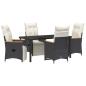 Preview: 5-teiliges Garten-Dining-Set mit Kissen Schwarzes Poly-Rattan