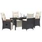 Preview: 5-teiliges Garten-Dining-Set mit Kissen Schwarzes Poly-Rattan