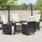Preview: 5-teiliges Garten-Dining-Set mit Kissen Schwarzes Poly-Rattan