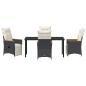 Preview: 5-teiliges Garten-Dining-Set mit Kissen Schwarzes Poly-Rattan
