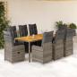 Preview: ARDEBO.de - 9-tlg. Garten-Bistro-Set mit Kissen Grau Poly Rattan