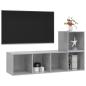 Preview: 2-tlg. TV-Schrank-Set Betongrau Holzwerkstoff