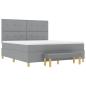 Preview: ARDEBO.de - Boxspringbett mit Matratze & Bank Hellgrau 180x200 cm Stoff