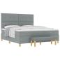Preview: Boxspringbett mit Matratze & Bank Hellgrau 180x200 cm Stoff