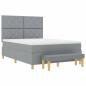 Preview: Boxspringbett mit Matratze & Bank Hellgrau 160x200 cm Stoff