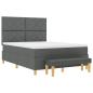 Preview: Boxspringbett mit Matratze & Bank Dunkelgrau 160x200 cm Stoff