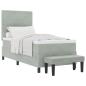 Preview: Boxspringbett mit Matratze und Bank Hellgrau 90x190 cm Samt