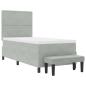 Preview: Boxspringbett mit Matratze und Bank Hellgrau 90x190 cm Samt