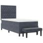 Preview: Boxspringbett mit Matratze & Bank Dunkelgrau 90x200 cm Samt