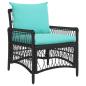 Preview: ARDEBO.de - Gartenstuhl mit Kissen Schwarz 60x70x78 cm Poly Rattan