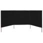 Preview: 3-teiliges Windschutzgewebe 400 x 120 cm Schwarz