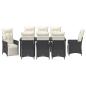 Preview: ARDEBO.de - 9-teiliges Garten-Ess-Set mit Kissen in Schwarz Poly-Rattan