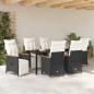 Preview: 7-teiliger Garten-Essgruppe mit Kissen Schwarz Poly-Rattan.