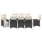 Preview: 9-teiliges Garten-Dining-Set mit Kissen in Schwarz aus Poly-Rattan