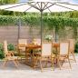 Preview: ARDEBO.de - 7-tlg. Garten-Essgruppe Stoff und Massivholz Beige