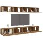 Preview: 8-tlg. TV-Schrank-Set Räuchereiche 60x30x30 cm Holzwerkstoff